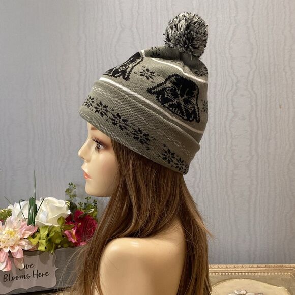 Star Wars Darth Vader Fair Isle Pom Beanie Cap Grey Black OSFM - Picture 10 of 11